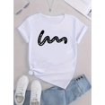 thumbnail image 2 of Chic Abstract Letter Print Women's T-Shirt - Casual Crew Neck, Short Sleeve, Stretchy Polyester Blend, Machine Washable - Perfect for Summer & Everyday Fashion, 2 of 6