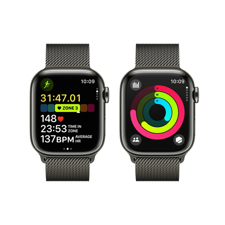 Loop Watch Stainless Case 41mm + with 9 Graphite Milanese Apple GPS Graphite Series Cellular Steel