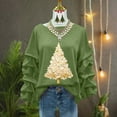 thumbnail image 4 of Christmas Sweatshirts for Women Round Neck Pleated Long Sleeves Christmas Tops Xmas Graphic Christmas Tree Print Christmas Shirts Tops, 4 of 5