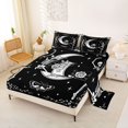 thumbnail image 2 of Castle Fairy Gothic Dancing Skeleton Bed Sheets 4-Piece,Boho Moth Floral Rose Full Size Sheets,White Black,1 Fitted Sheet,1 Flat Sheet and 2 Pillowcases, 2 of 6