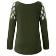 thumbnail image 5 of Puntoco Mujer Sexy fuera del hombro Manga larga Perforación en caliente Sólido Ahueca hacia fuera O-cuello Camiseta Blusa tops Puntoco Puntoco-7206, 5 of 5