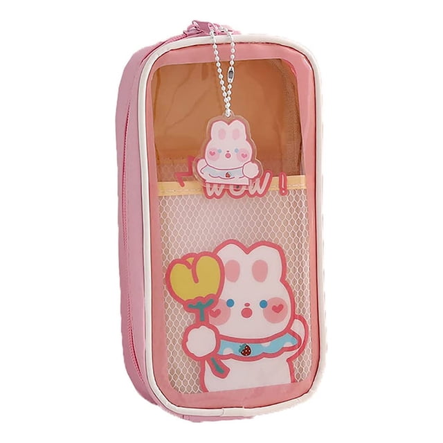Estuche para lápices Kawaii Jadeshay portátil transparente gran capacidad A