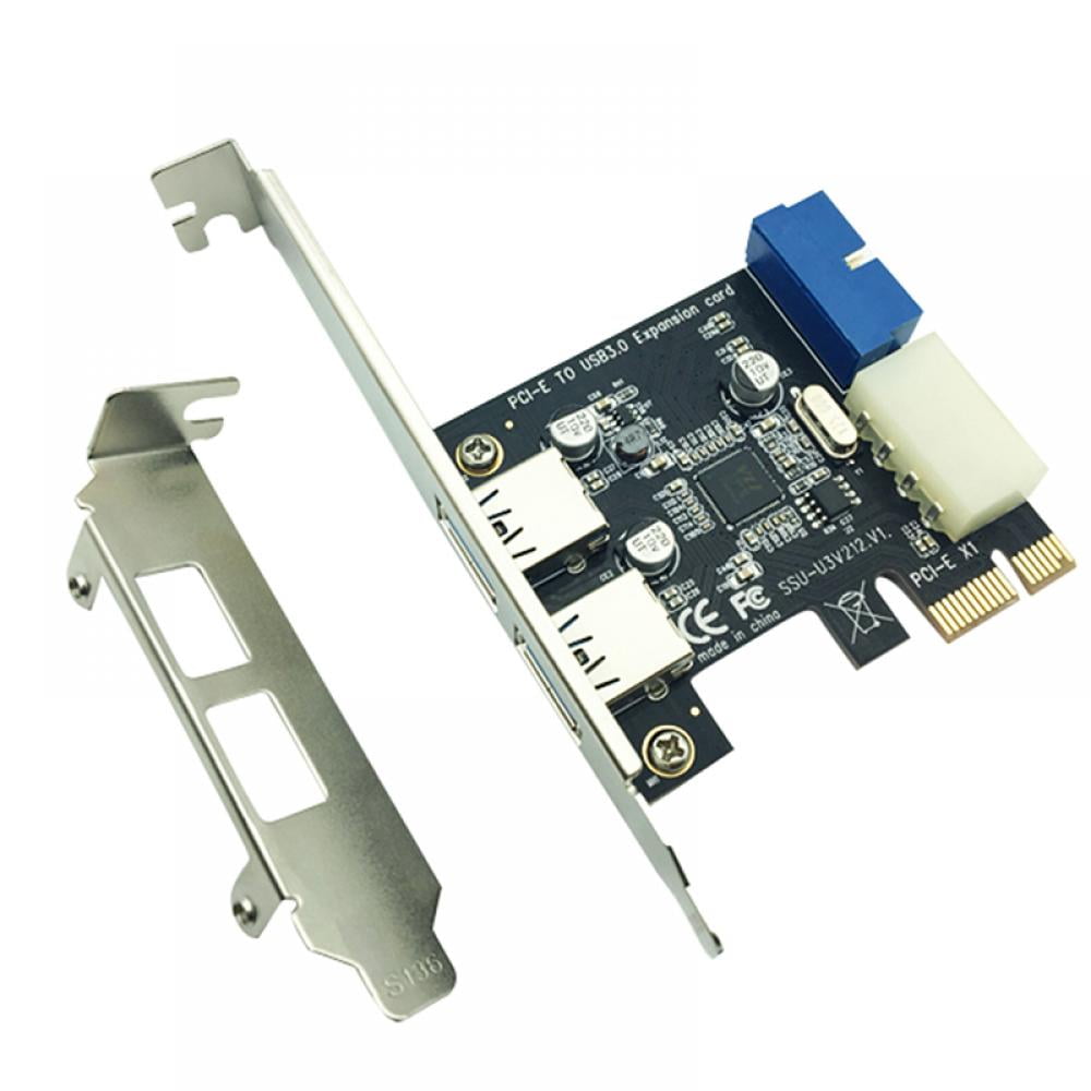 Usb 3 0 Pci E Expansion Card Adapter External 2 Port Usb3 0 Hub Internal 19 Pin Header Pcie Card 4 Pin Ide Power Connector Walmart Com