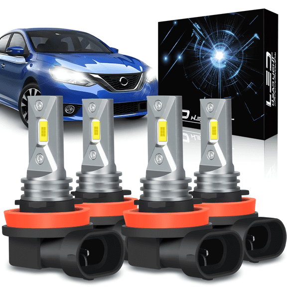 OBNDVU H9 H11 LED Headlight Bulbs Kit for Nissan Sentra 2013-2022 High Low Beam 6000K White