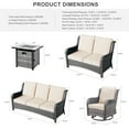 thumbnail image 3 of Ovios 6 Pieces Outdoor Patio Furniture with Fire Pit Table Wicker Patio Sectional Sofa with Swivel Chairs for Backyard, 3 of 3