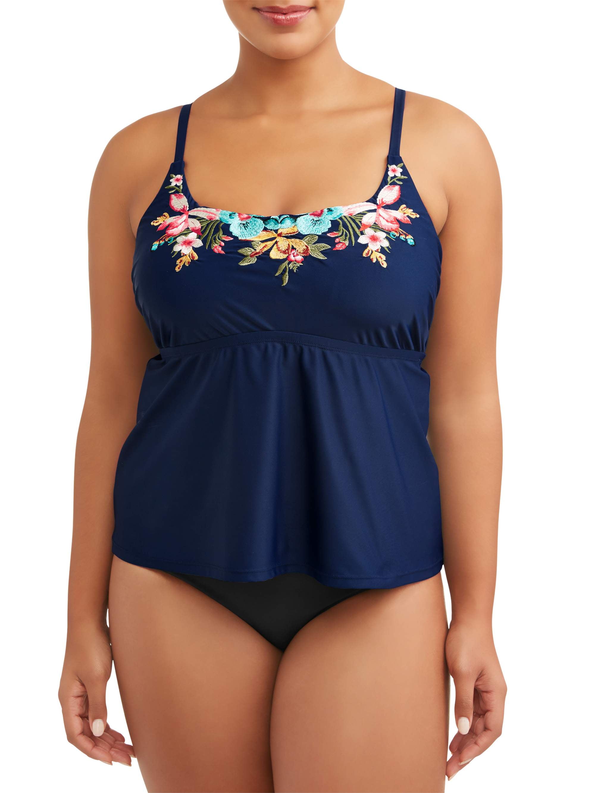 plus size swim tops walmart