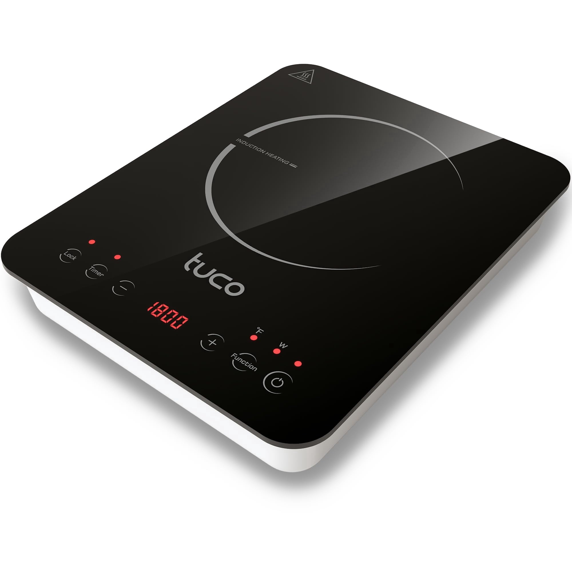 TUCO Portable Induction Cooktop Pro, Countertop Burner Hot Plate, 24-Hour Timer, 1800W, Shatter-Proof Ceramic Glass, LCD Touch, Child & Overheat Protection, ETL Certified, 20 Cooking Modes