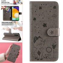 SaniMore for Samsung Galaxy A23 5G 6.6" 2023 Case, PU Leather Skin with Embossed Cat Flip Magnetic Cover Card Slots Kickstand Detachable Lanyard Full Around Wallet Case For Galaxy A23 5G, Gray