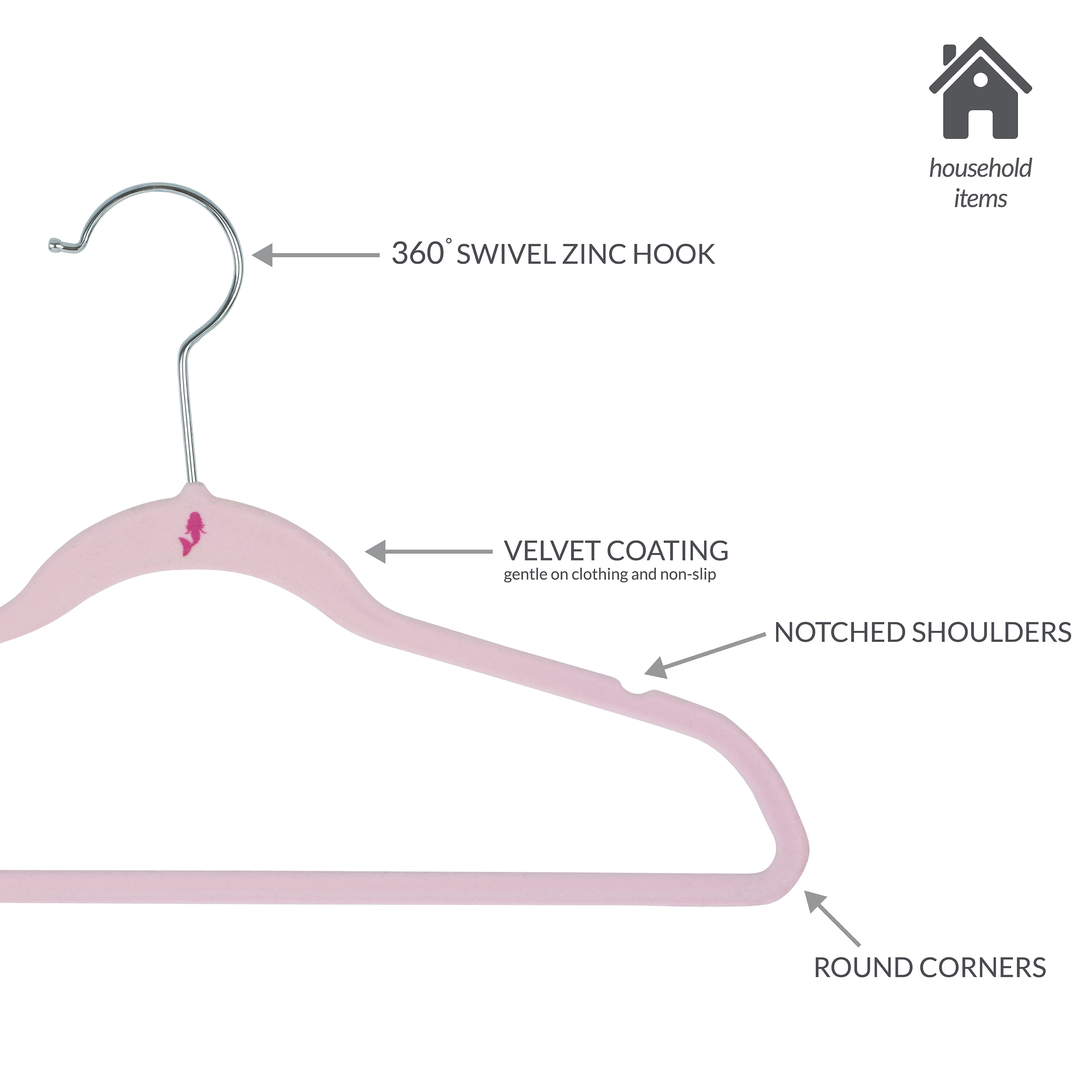 Simplify Kids 50 Pack Velvet Shirt Hangers in Blush
