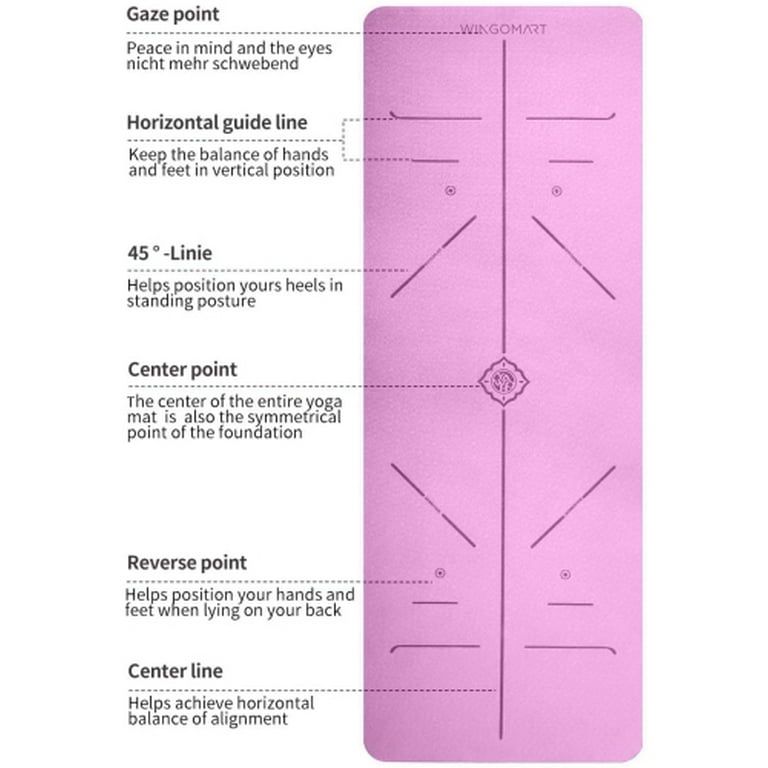 WINGOMART Yoga Mat with Alignment Lines TPE Two Sides Anti