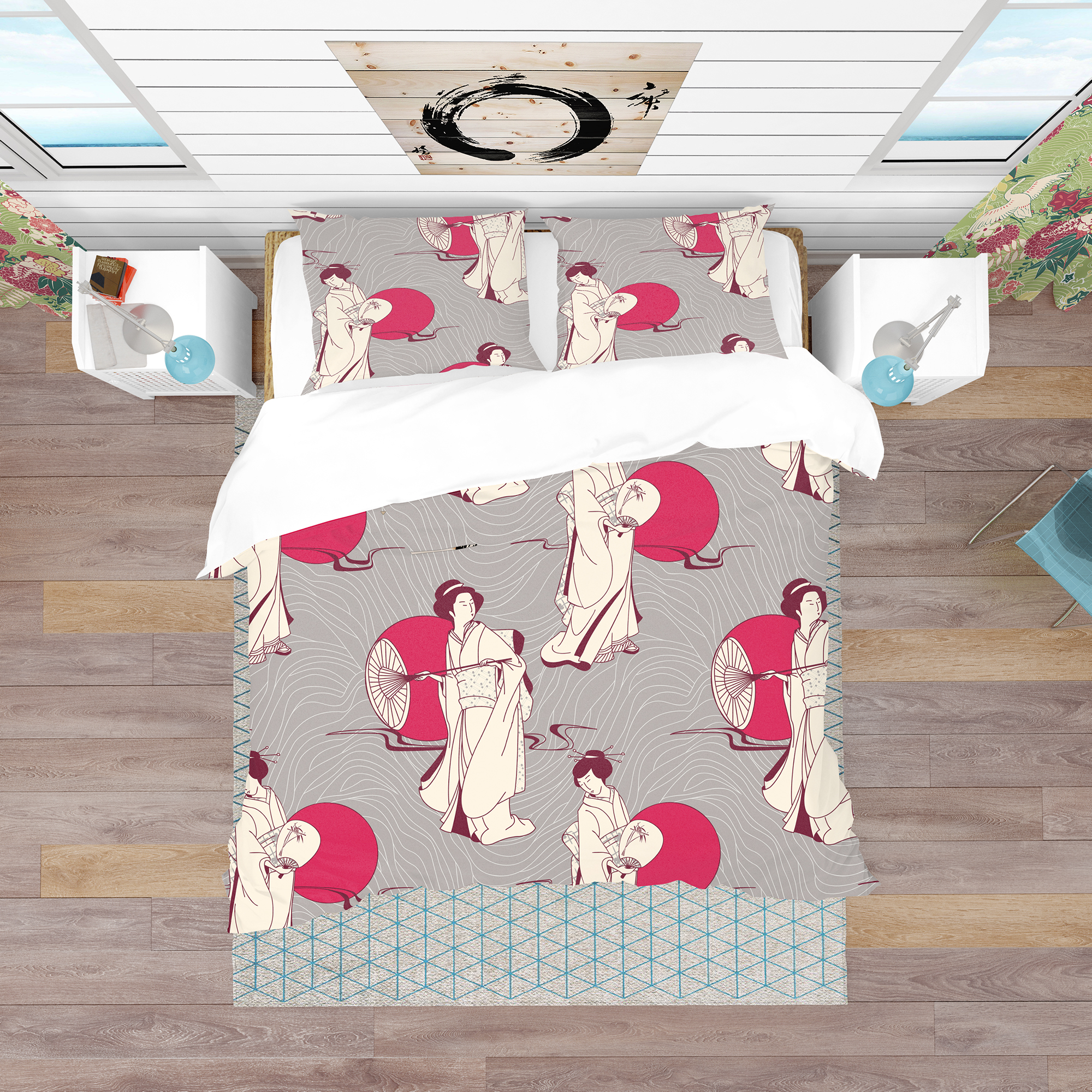 Designart 'Traditional Japanese Geisha' Oriental Duvet Cover Set