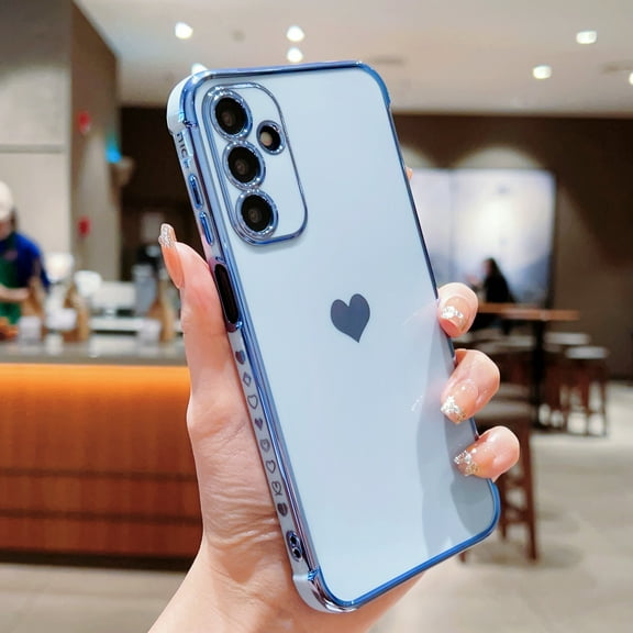 Xilaimi for Samsung Galaxy A17/A26 Phone Case, Soft Cute Shockproof Slim Phone , Love Heart Plating TPU Shockproof Case for Samsung A17/A26,Girls Women ,Blue