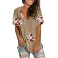 thumbnail image 2 of Fantaslook V Neck T Shirts for Women Floral Summer Tops Short Sleeve Shirts Casual Tunic Tops, 2 of 8