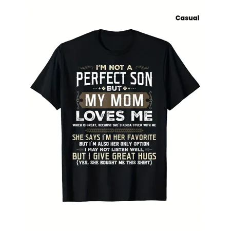 Funny Mom Loves Me Son Quote Unisex Short Sleeve Graphic T-Shirt