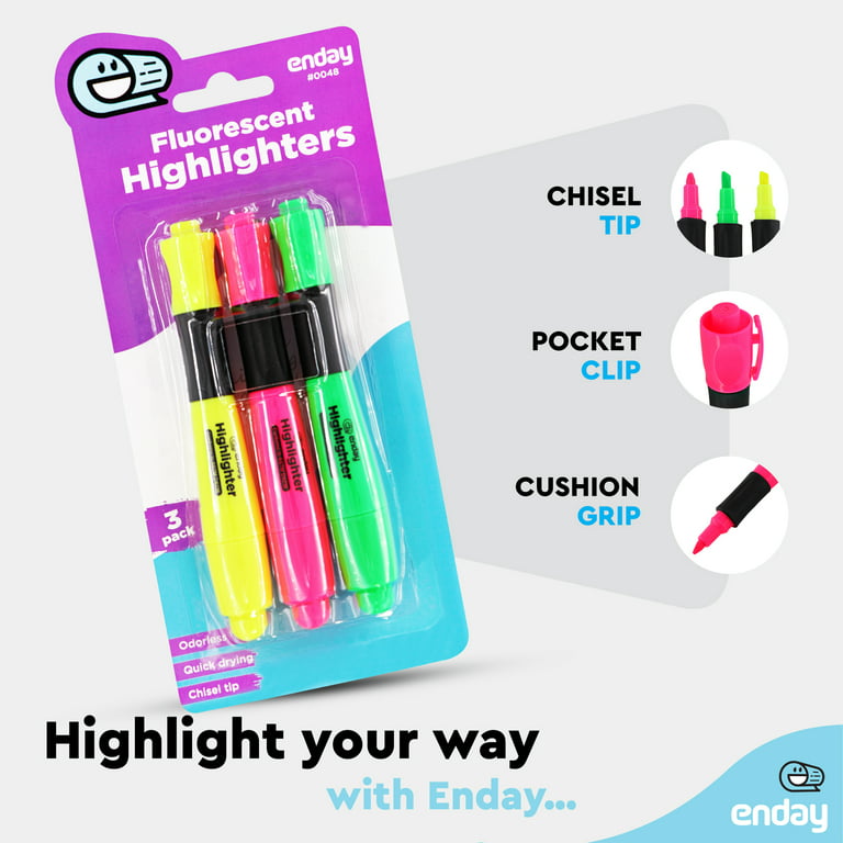Enday Gel Highlighter, Bible Pages and School Journaling Safe Highlighters  No Bleed, Smearing or Fading, Assorted Fluorescent Highlighter Study Set in