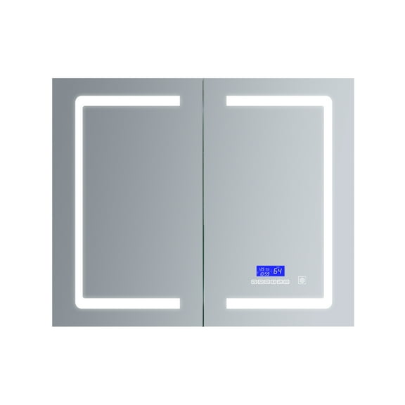 Lexora Bracciano 36 in. W x 28 in. H Surface-Mount LED Mirror Medicine Cabinet with Defogger