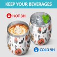 thumbnail image 4 of 12oz Stemless Wine Tumblers Colorful Halloween Icons Pattern Vacuum Insulated Stainless Steel Travel Tumbler Cups Mug with Lid and Straw for Champaign,Cocktail,Beer with Cleaning Brush, 4 of 5