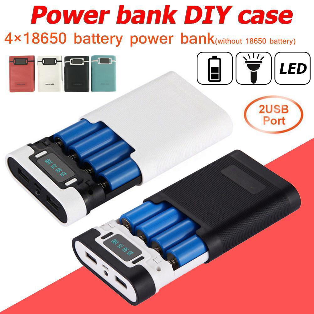 4x18650 Dual USB Ports LED Display 10000mAh Battery Fall Power Bank Box DIY 