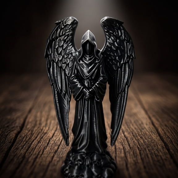 FufuCrick Halloween Statue, Plastic Grim Reaper Halloween Statue for Halloween Decor, Table Ornament for Halloween Party Decorations, Black