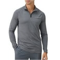thumbnail image 1 of RXIRUCGD Chemise à Col Rabattu à Manches Longues avec Fermeture Éclair pour Hommes, Gris, Taille : S, 1 of 8