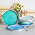 thumbnail image 3 of MALACASA 8.5in Small Dessert Plates, Set of 6, Stoneware Dessert Appetizer Plates Set, Blue, 3 of 8