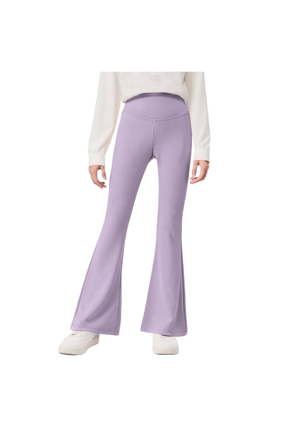 Flare Leggings for Girls High Waist Yoga Pants Tight School Uniform Dance Bell Bottoms Size 8 Years