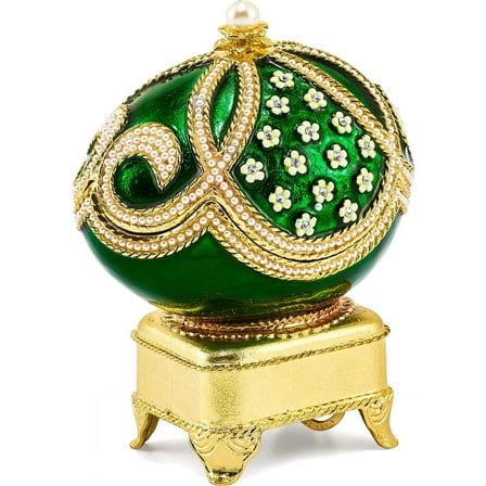 Fashion Bejeweled Green Grandeur (Plays Endless Love) Musical Egg (3.1 X 2.4) Made In China bj4020