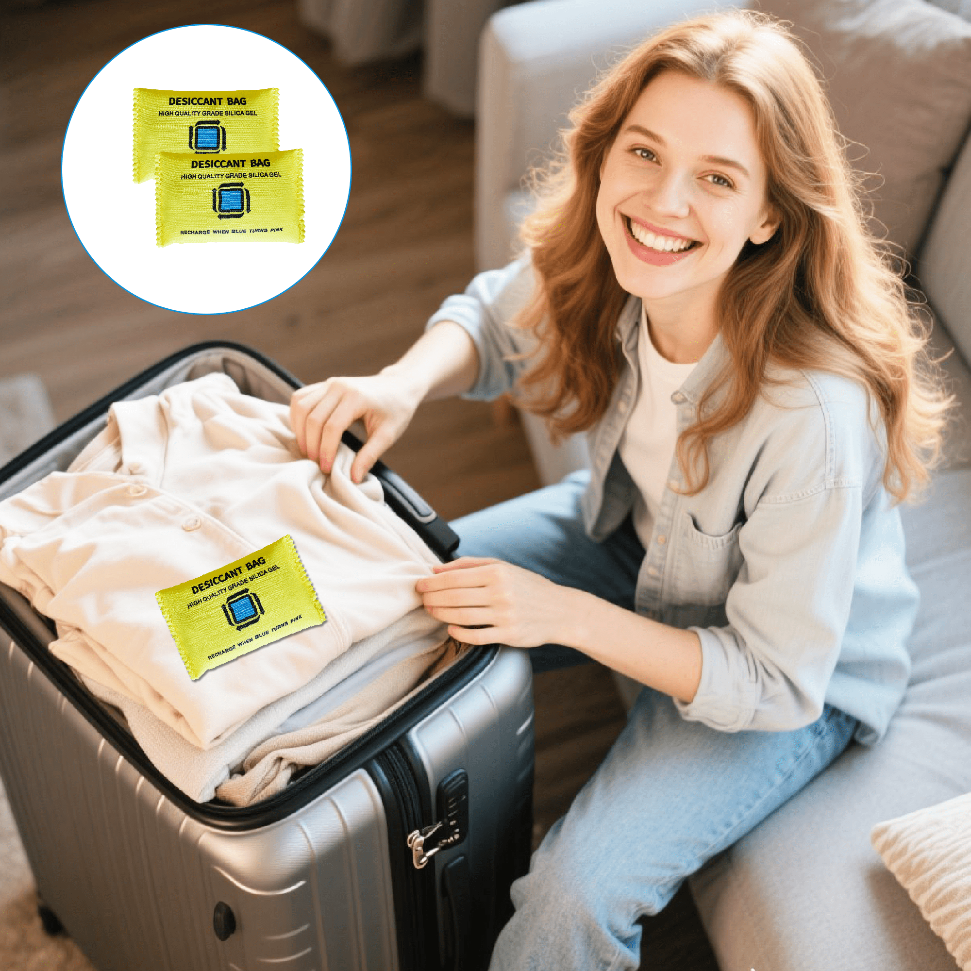 Livease Rechargeable Desiccant Packets, 5 Pack 200g Silica Gel Packs, Moisture Absorbers for Storage