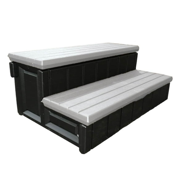 Confer Plastics Leisure Accents Deluxe 36" Spa Hot Tub Steps, Gray (2 Pack)