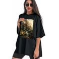thumbnail image 3 of Plus Size Shirt for Women Black Tops for Women Short Sleeves Shirt for Women Castle T Shirt Oversized Shirt for Women S, 3 of 5