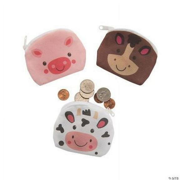 Farm Animal Coin Purses, Birthday, Apparel Accessories, 12 Pieces
