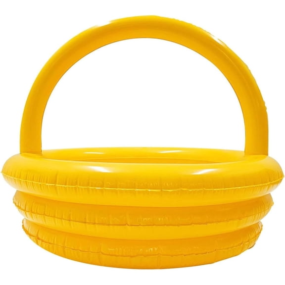 Large Inflatable Easter Basket 25 Inch Giant Blow Up Easter Basket with Handle, Reusable Round Pool Bar for Kids Egg Hunt Lawn Decor