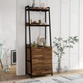 thumbnail image 5 of Furniture of America Bimme Rustic Metal 4-Shelf Wine Cabinet in Oak and Black, 5 of 5