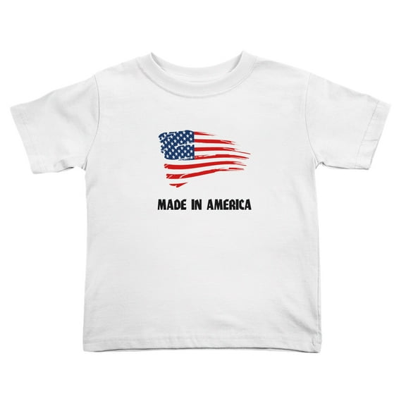 Made in America USA Flag Funny Toddler T Shirts for Boys Girls (White, 4T)