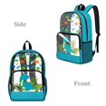 thumbnail image 2 of ZIATUBLES Dinosaur Leaf Print Clear Backpack Heavy Duty, Fabric & PVC Transparent Backpack with Front Pockets & Side Mesh, See Through Bookbag for School College Security, 2 of 7