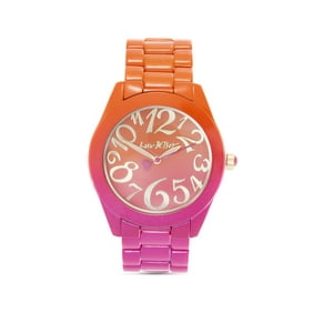 Luv Betsey Women's All Over Gradient Printed Orange and Fuchsia Art Case, Dial and Band Watch LBW011