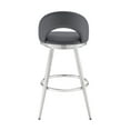 thumbnail image 5 of Charlotte 26" Swivel Counter Stool in Brushed Stainless Steel and Gray Faux Leather, 5 of 7