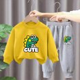 thumbnail image 2 of TOWED22 Baby Boy Fall Clothes Set Long Sleeve Dinosaur Print Sweatshirt Pants Toddler Infant Outfits(Blazer,5-6 Y), 2 of 4