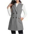 thumbnail image 6 of APEXFWDT Women's Long Wool Blend Vest Notched Collar Double-Breasted Sleeveless Trench Jacket Fashion Fall Vest for Office Matching,XL,Gray, 6 of 7