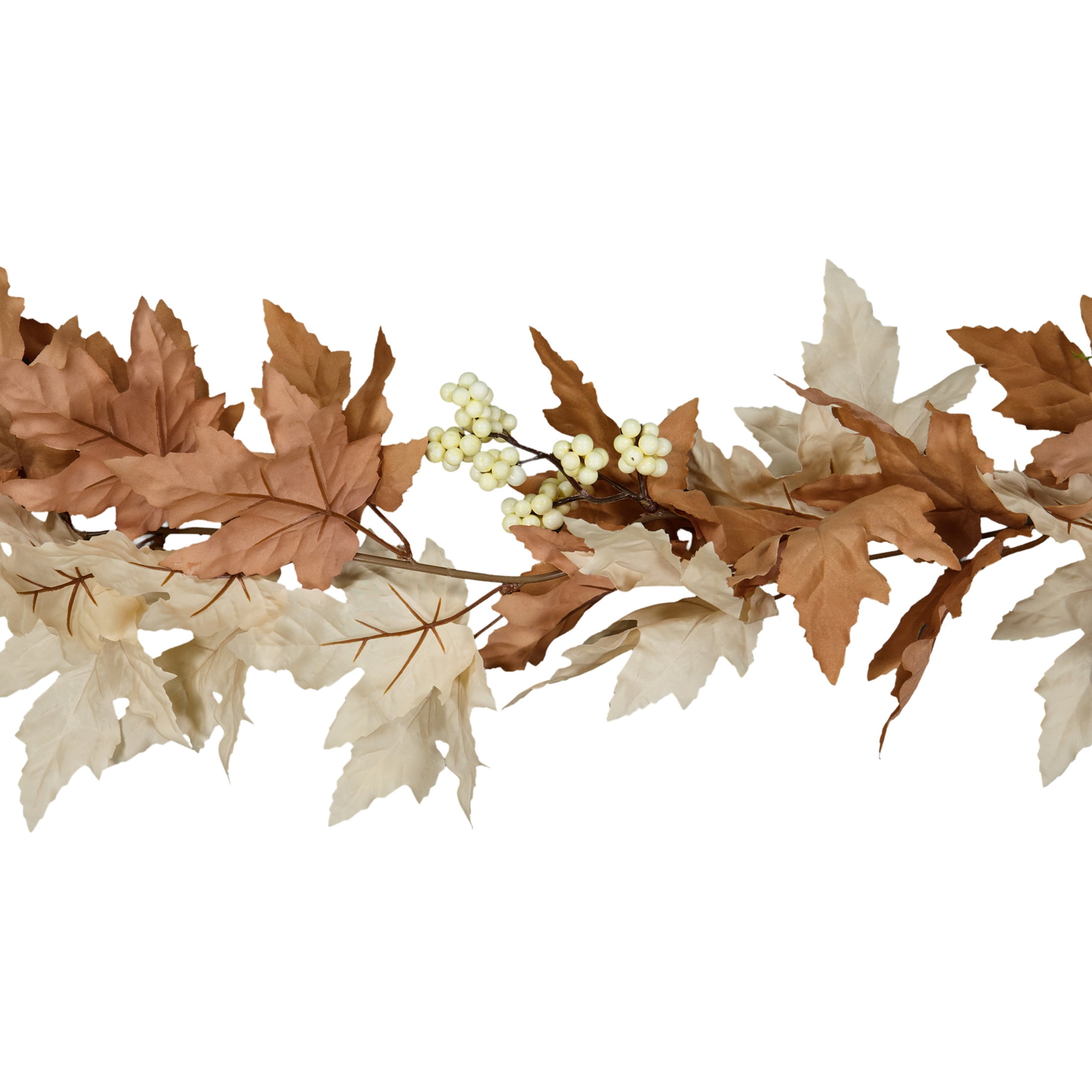 Maple and Oak Leaves Garland, Cream and Brown, 6', Fall by Way To Celebrate