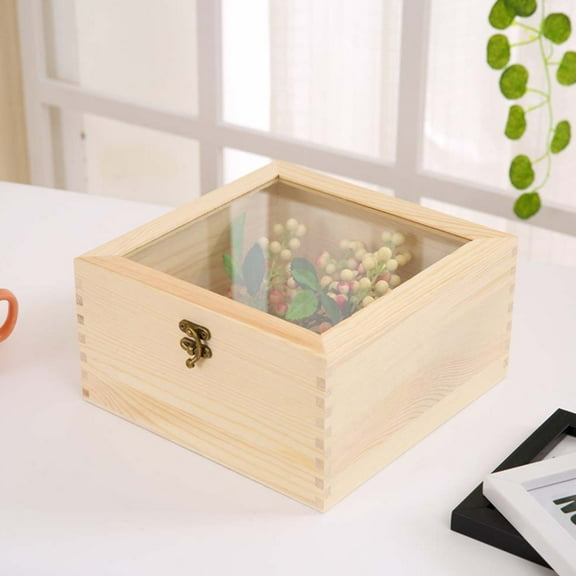 OATIPHO Small Box With Lid Immortalized Flower Storage Box Wood 1Pack Display