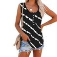 thumbnail image 2 of QLEICOM Summer Crewneck Tank Top Casual Loose Sleeveless Tops Shirts Striped Print Sleeveless T-Shirt Tops Blouse Black S, US Size:4, 2 of 7