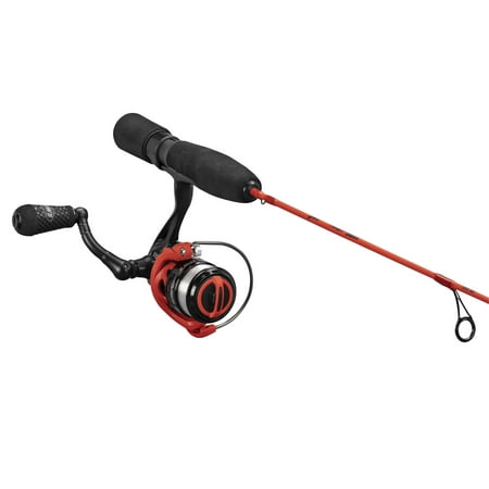Lew s Mach Smash Ice Spinning Reel and Fishing Rod Combo 26-Inch Rod Black/Red