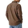 thumbnail image 4 of Mens Long Sleeve Button Down Shirt Casual Collared Dress Top Work Office Wear Solid Color Lightweight Comfortable Fit for Daily Use Coffee 2XL, 4 of 6