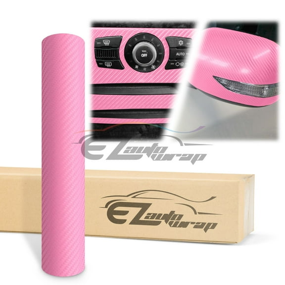 EZAUTOWRAP 4D Carbon Fiber Textured Pink Semi Gloss Car Vinyl Wrap Sticker Decal Film Sheet Decoration With Air Release Techology