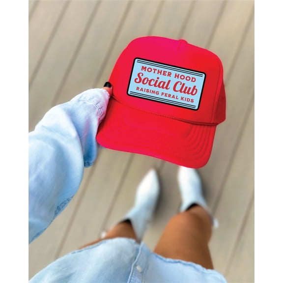 Southern Attitude Designs- Motherhood Social Club Red Unisex Foam Trucker Hat