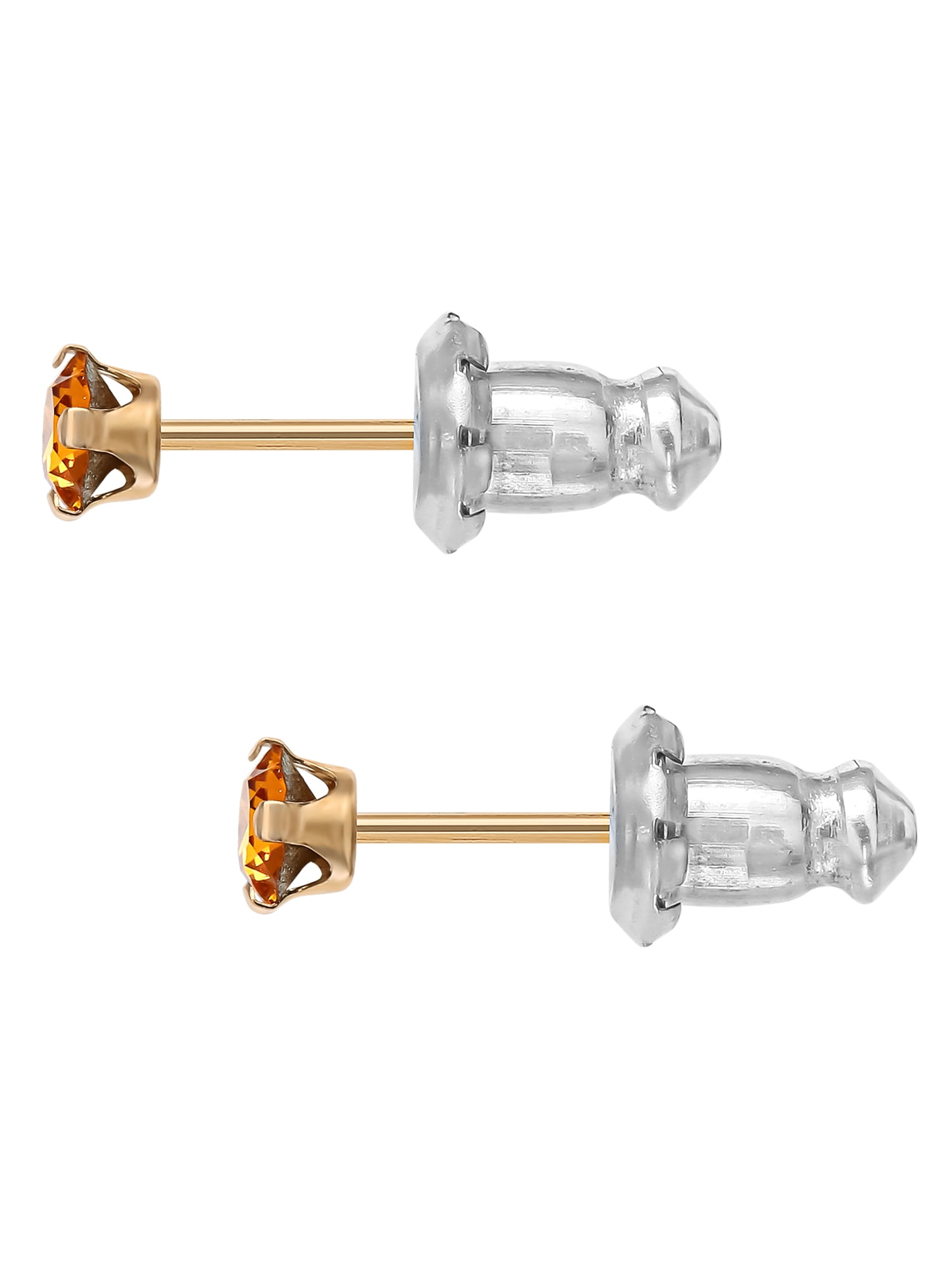 Brilliance Fine Jewelry Girls' 14K Yellow Gold November Birthstone Crystal Stud Earrings