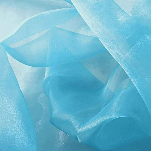 DECORATIVE SILK INC. Sparkle Crystal Sheer Organza Fabric Shiny 60" inch wide by the yard (Baby Blue)