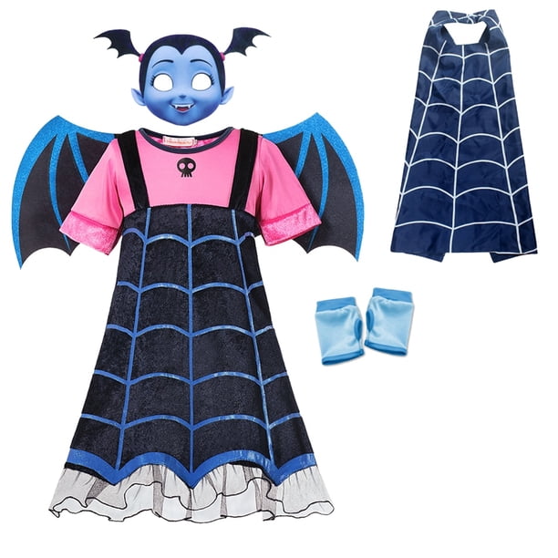 Vestido de niñas Vampirina Fantasia Infantil Cosplay Disfraces Halloween Carnival Party Disfraz Vampire Kids Cothes With Wing Outfits9-10T (Etiqueta 160) Gao Jinjia LED