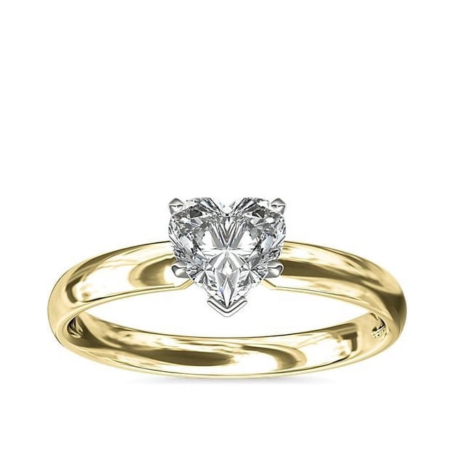 1.00 Carat Excellent Heart Cut Real Diamond Latest Design Solitaire Engagement Ring for Ladies Solid 14K Yellow Gold Size 7.5